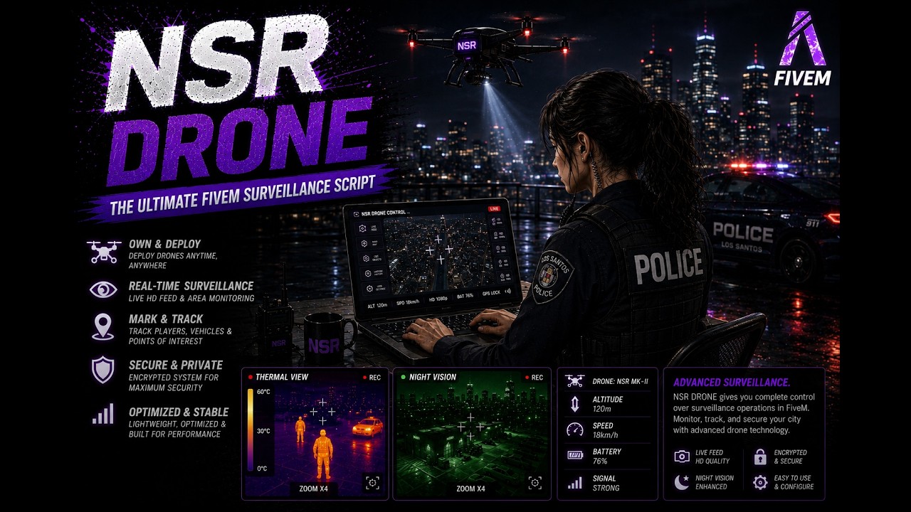 The MOST REALISTIC Police Drone Script for FiveM!  (Facial Recognition, Signal Loss & More)
