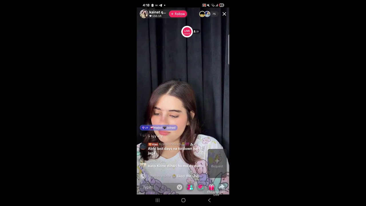 Kainat qureshi Tik Tok live updates 's broadcast