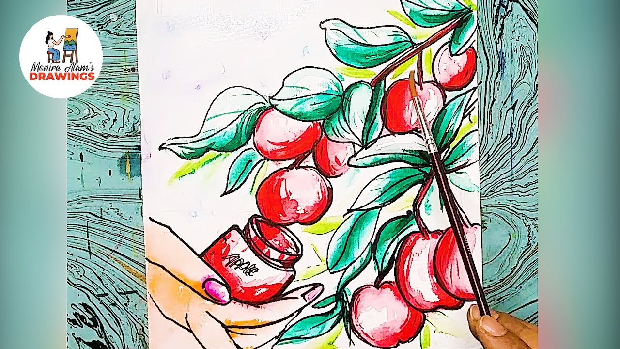 Apple and leaf drawing / Merry Christmas / Monira Alam's Drawing S2 E22