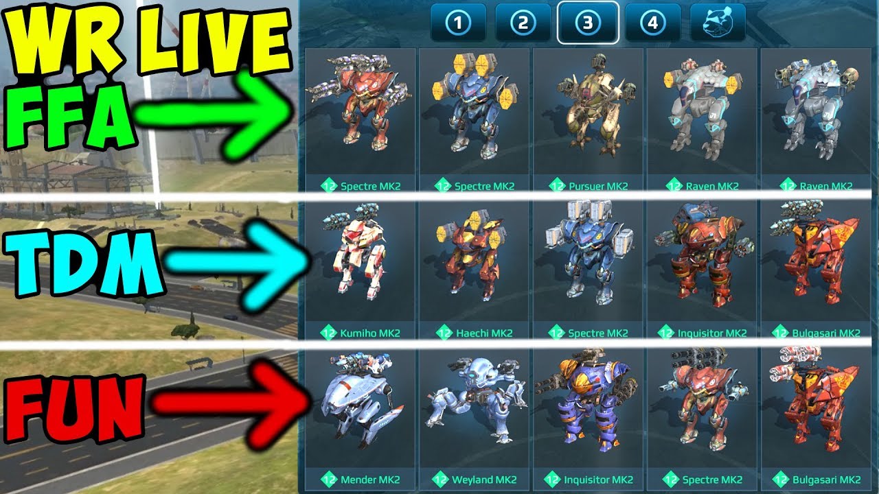 War Robots 3 Different Maxed Hangar Decks over 3 Hours Gameplay WR
