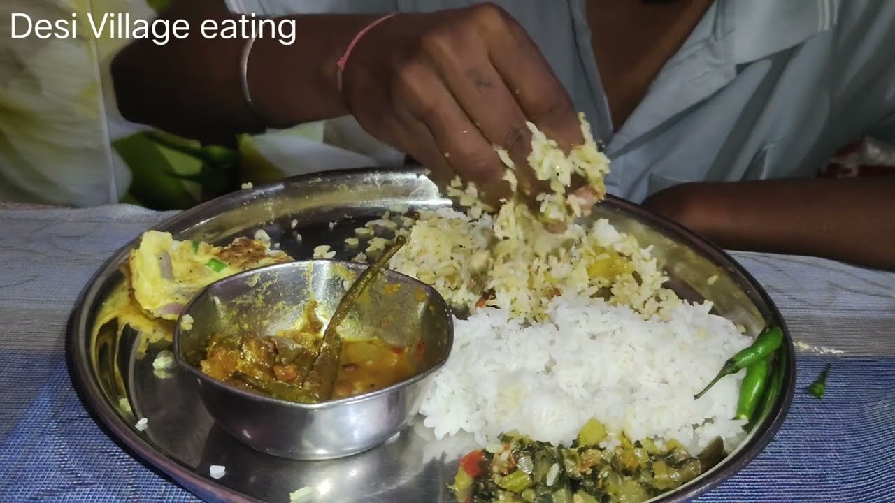 Desi anda and chawal eating challenge||desi bhaji||eating show||#desivillageeating #villagefood 