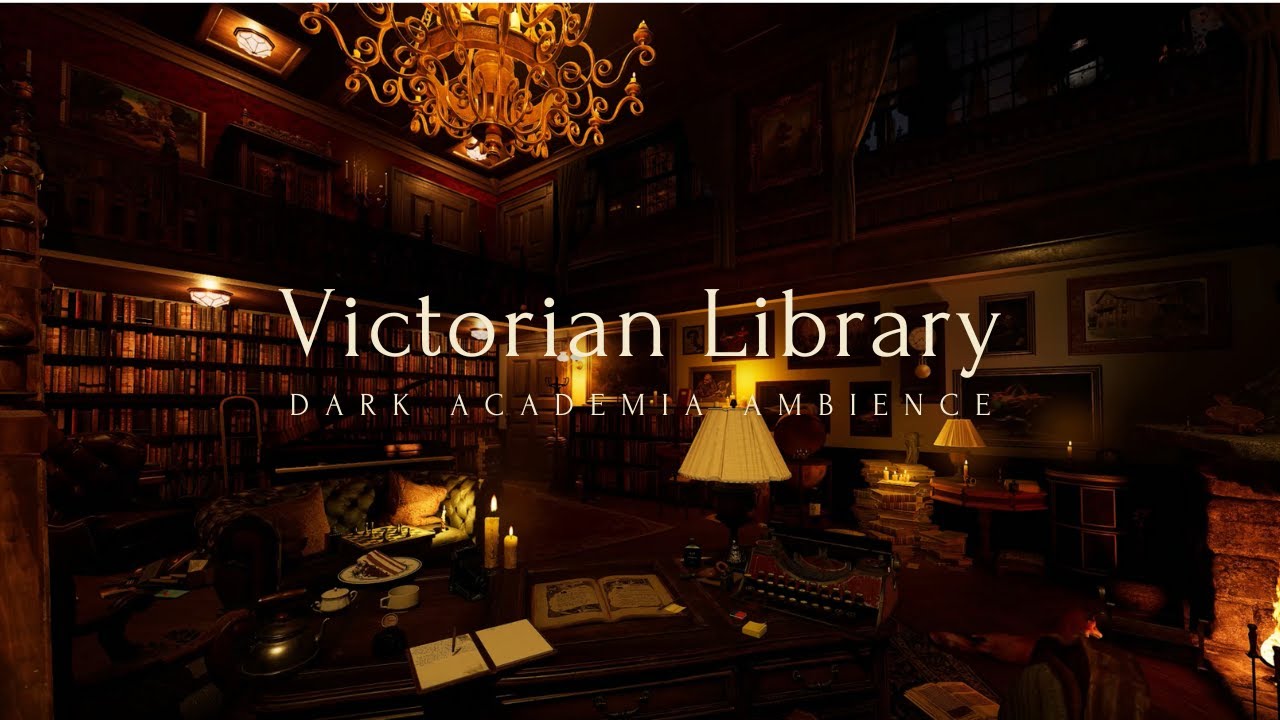 Victorian Library | Fireplace and Gentle Rain