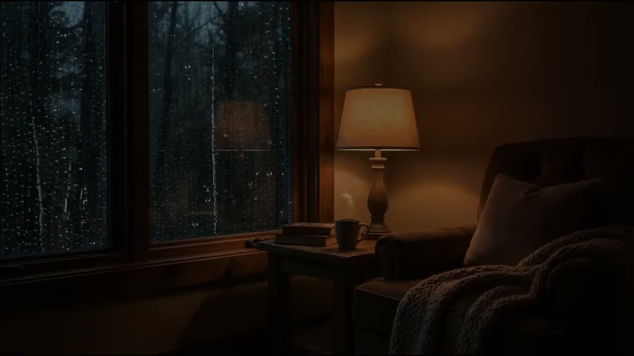 Warm Rainy Night in a Bedroom 🌧️ Relaxing Sleep Sounds to Fall Asleep Quickly