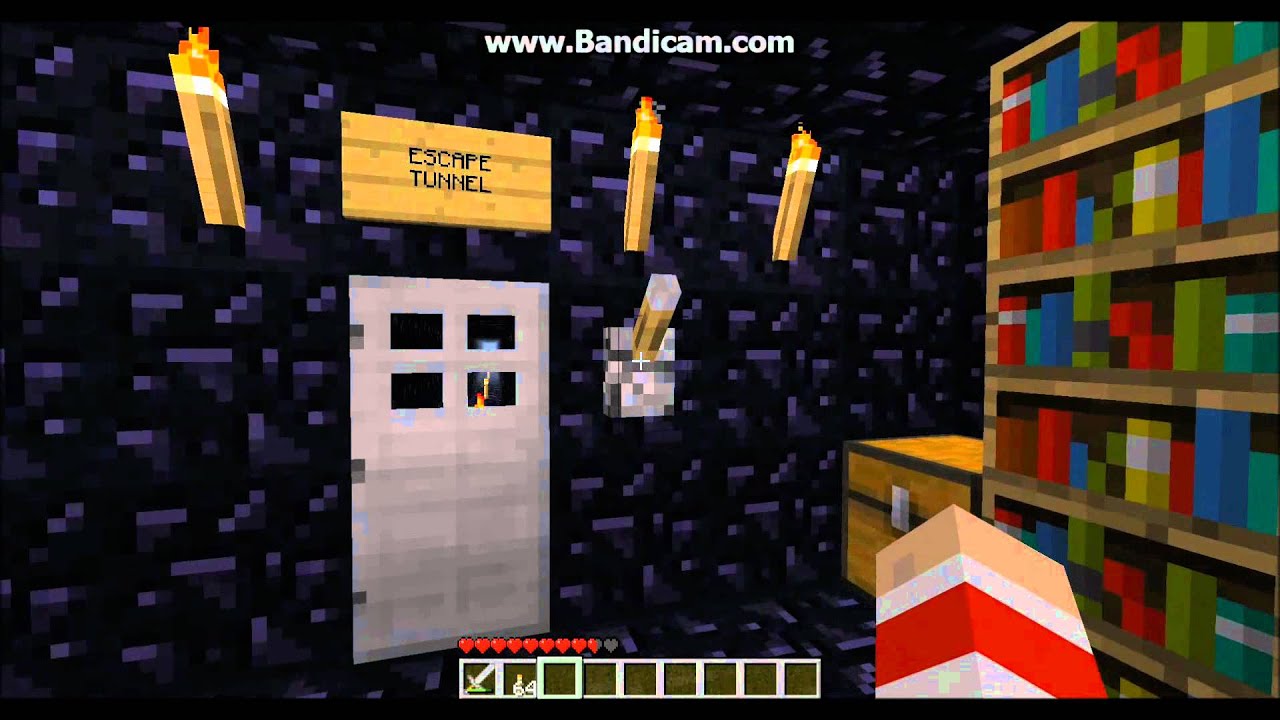 Minecraft panic room with escape tunnel and self destruct button