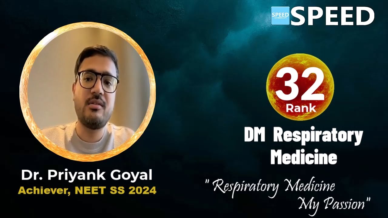NEET SS 2024, Rank 32 | DM Respiratory Medicine | Dr. Priyank Goyal from SPEED #neetss
