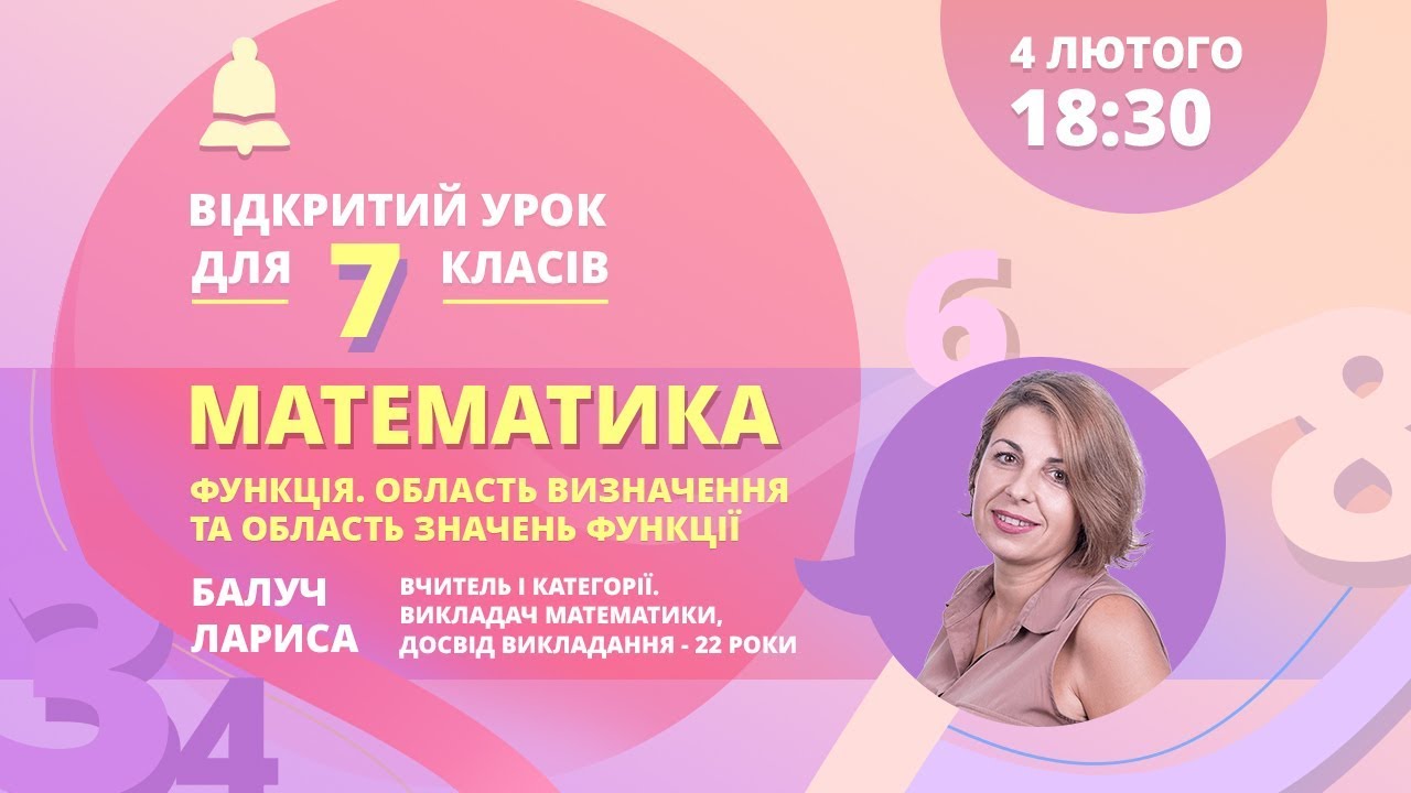 Математика для 7 класу: Функція. Область визначення та область значень функції