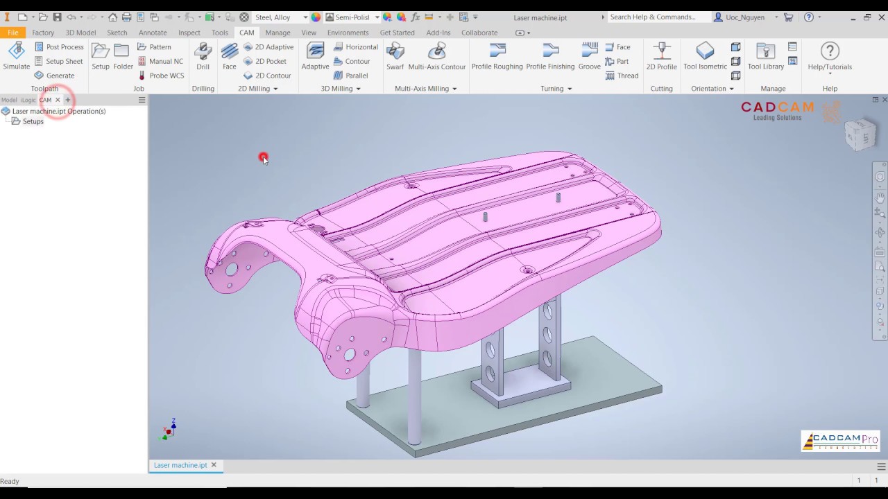 InventorCAM 2021 Tutorial #44 | Contour 3 Axis & 5 Axis for laser cuttings sheet metal