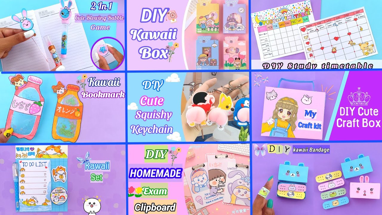 EASY CRAFT IDEAS | Exam clipboard/ DIY Craft box/ kawaii set/ study timetable/ Squishy keychain