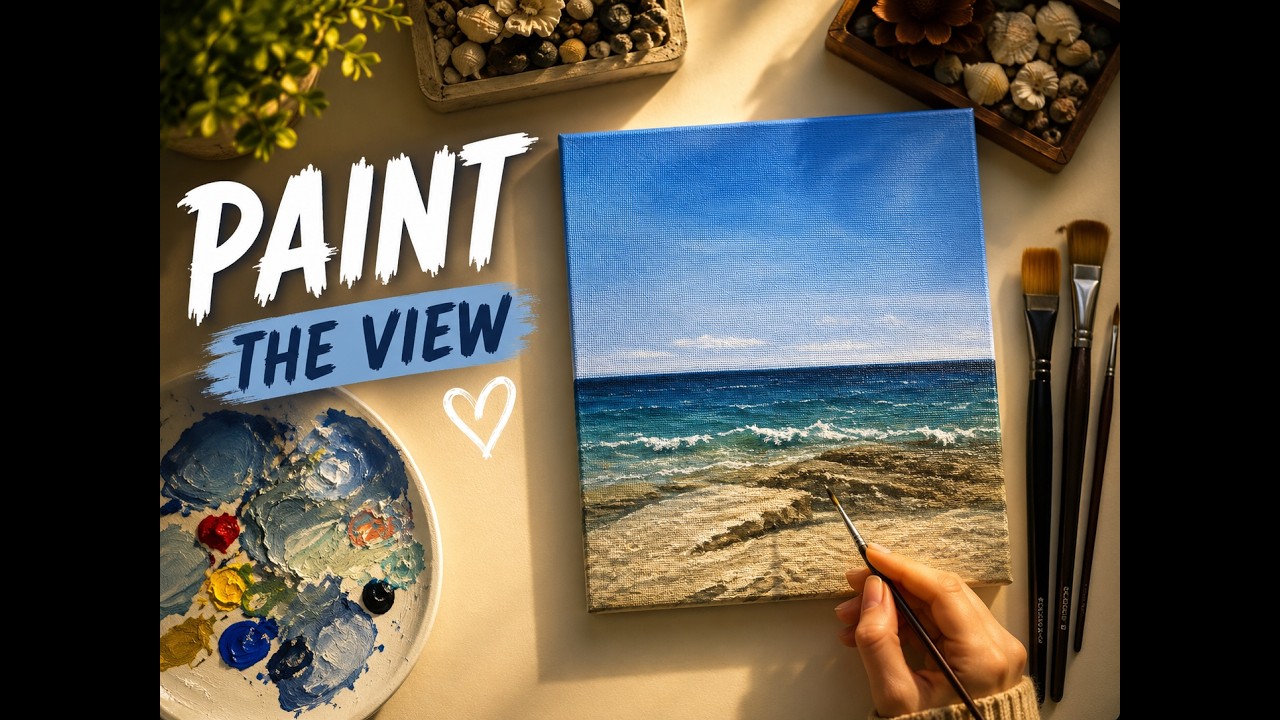 Ocean Stillness – Real Time Painting from a Different Angle with Deep Relaxing Music