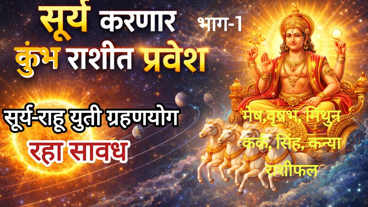 13 फेब्रुवारी 2026 सूर्य कुंभ राशीत प्रवेश | कोणत्या राशींचे नशीब उजळणार?राशीफल |