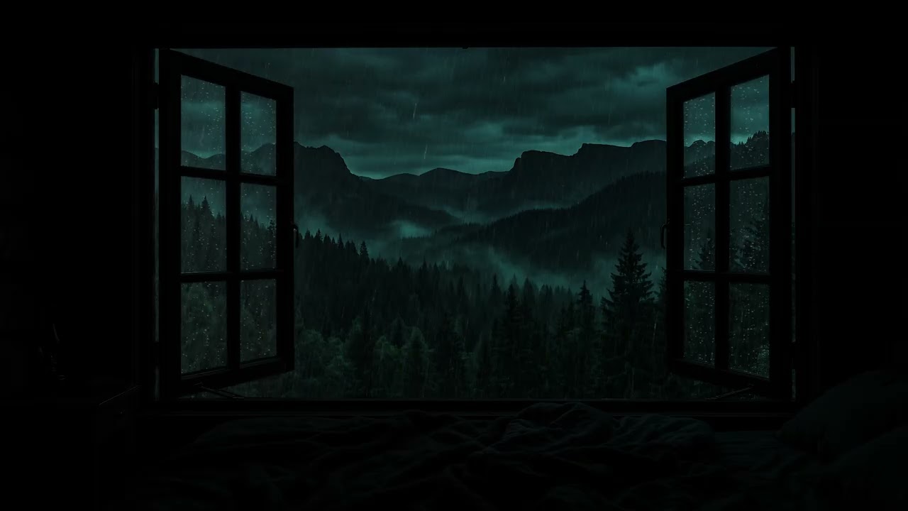 Gentle Night Rain Through an Open Window | Peaceful Ambience for Sleep and Relaxation