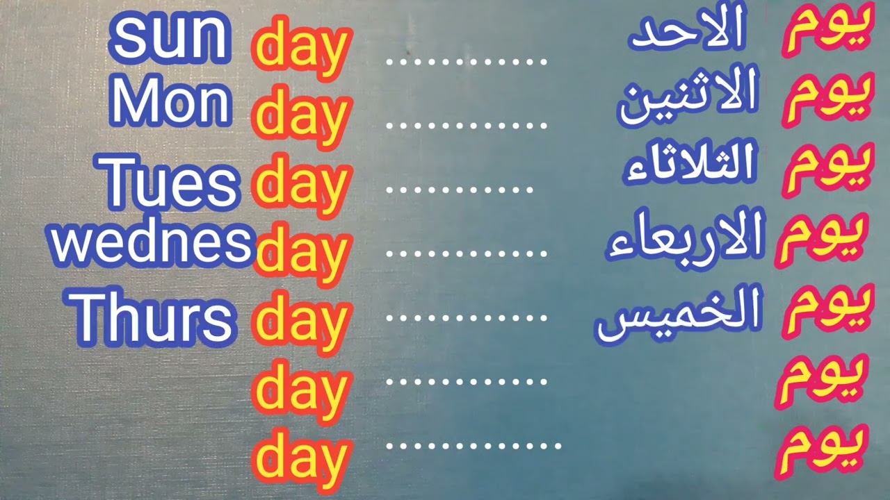 #تعلم english ايام الاسبوع  بساطة