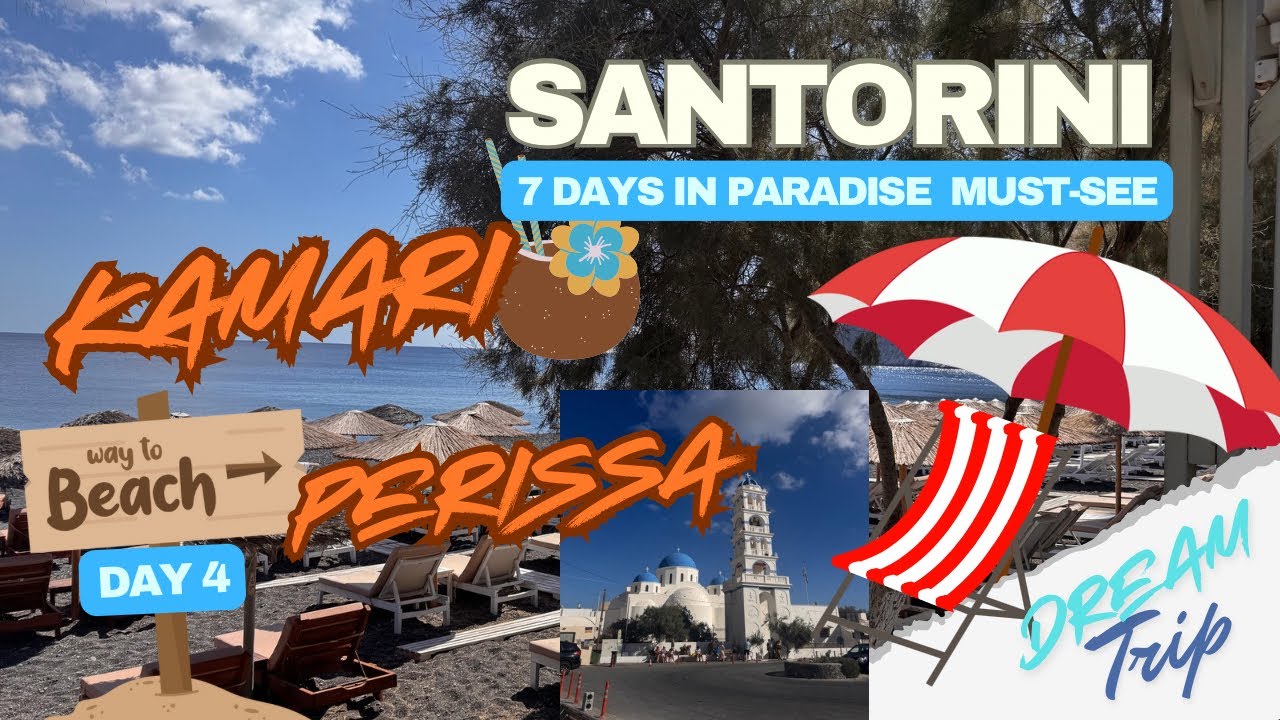 Kamari & Perissa – The Best Beaches in Santorini for Swimming & Sunbathing! / Day 4 / Cudowne Plaże