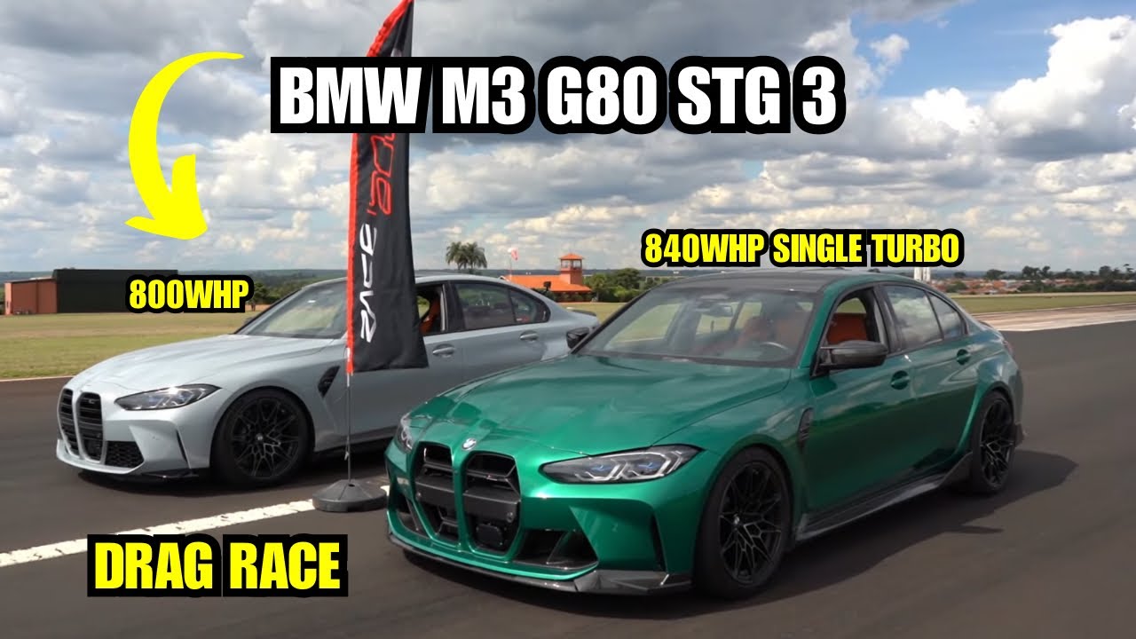 BMW M3 G80 SINGLE TURBO 840whp vs BMW M3 G80 STG3 800WHP - QUEM LEVA O DRAG RACE?