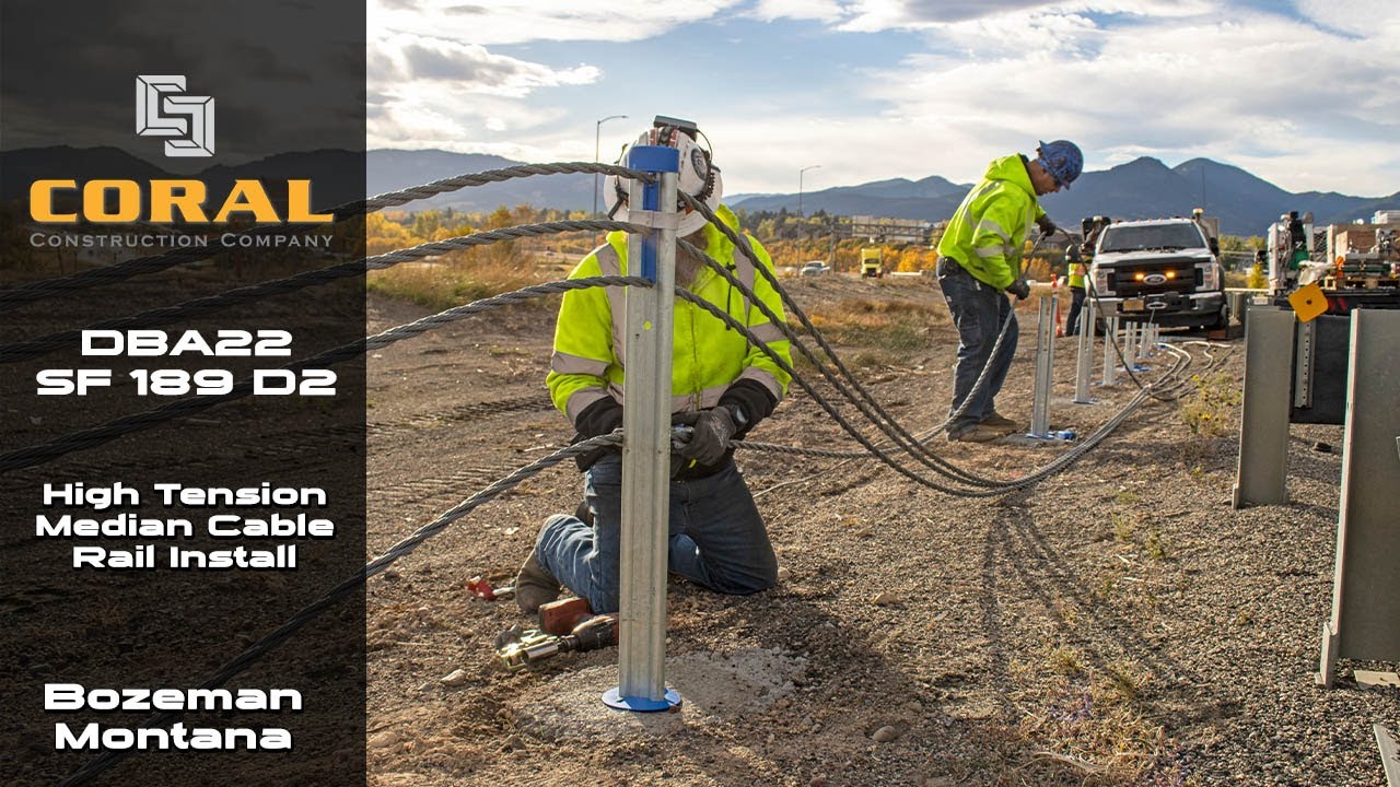 High Tension Median Cable Rail Installation | I-90 Montana | Coral Construction