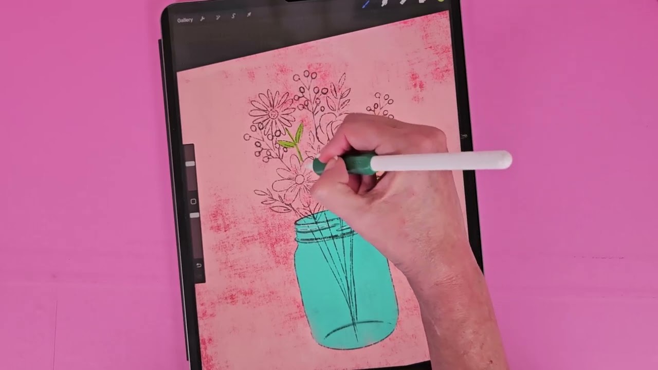 Easy Procreate Flower Jar Tutorial + Demoing the Designer's Toolkit | Timed Creative Exercise