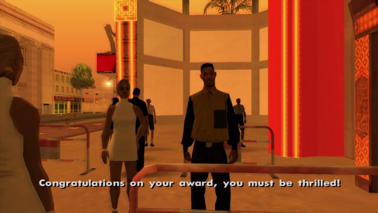 &ldquo;I&rsquo;d like to thank my fans, my momma, and my dealer.&rdquo; Grand Theft Auto: San Andreas