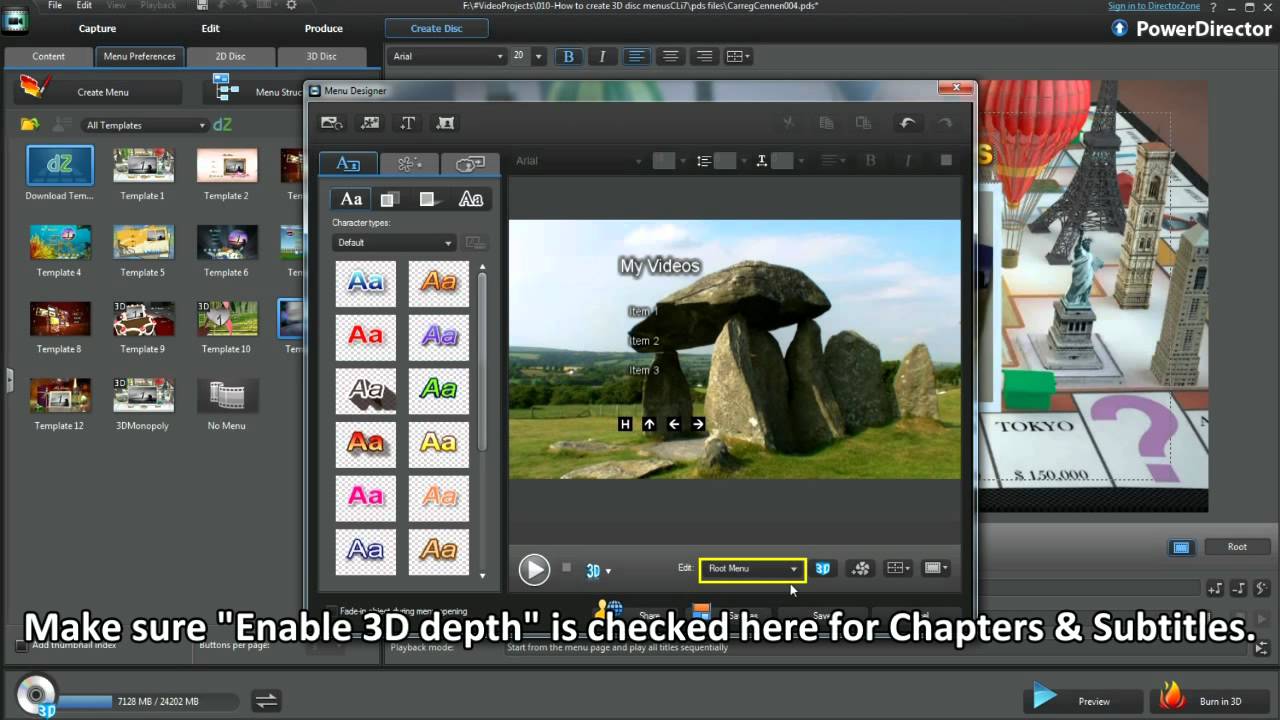 Учебное пособие по PowerDirector 10 &mdash; Как создать меню 3D-диска