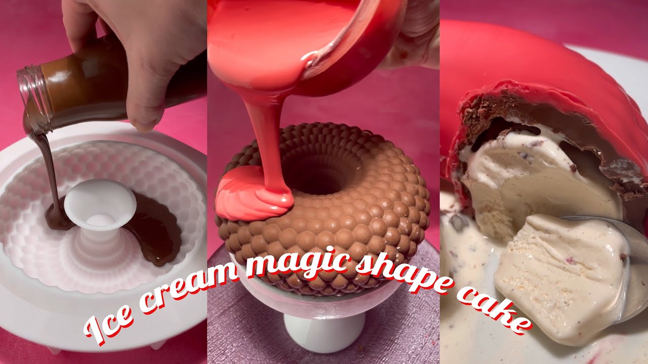Making of chocolate ice cream cake  - tiktok viral - chocolate magic shape ice cream bomb