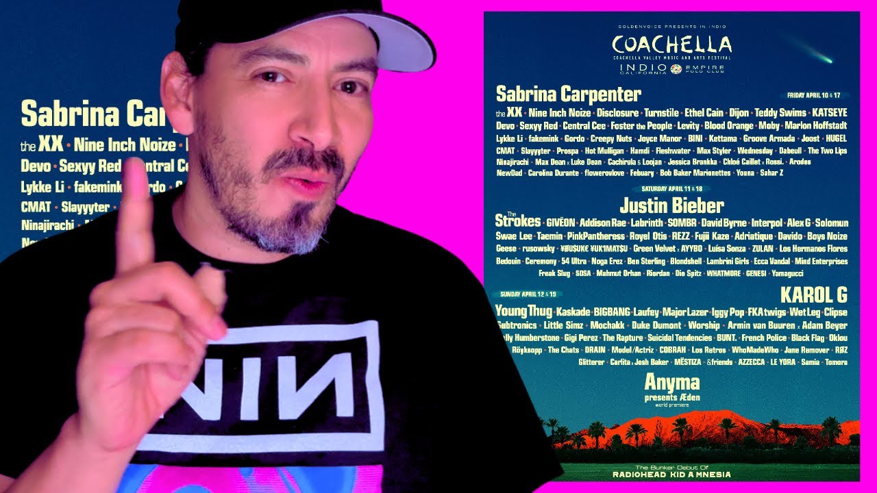 COACHELLA 2026 LINEUP! Sabrina Carpenter, KAROL G, Justin Bieber, Nine Inch Noize, Anyma, the XX...