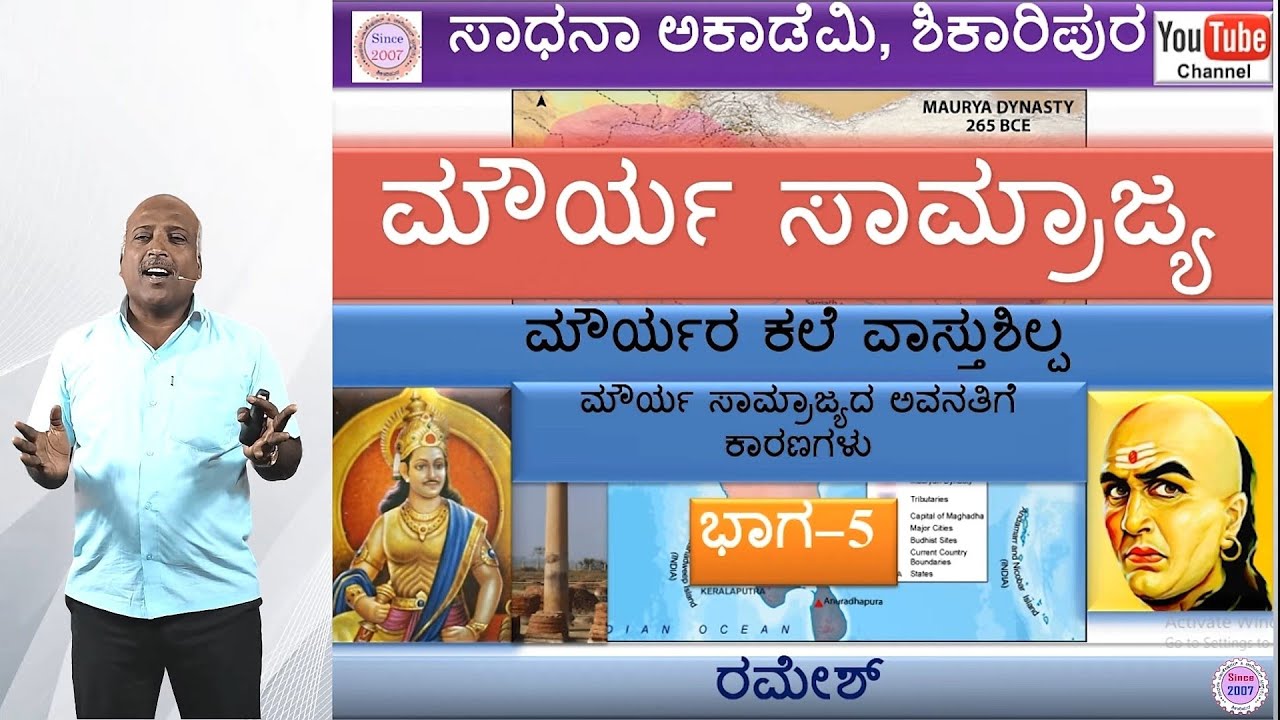 Indian History | Mouryan Empire | Art and Architecture | Ramesh G | Sadhana Academy | Shikaripura
