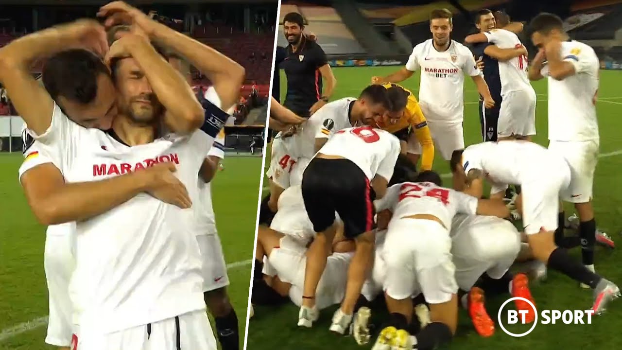 Sevilla players and manager in tears! Amazing scenes as they win the Europa League for sixth time!