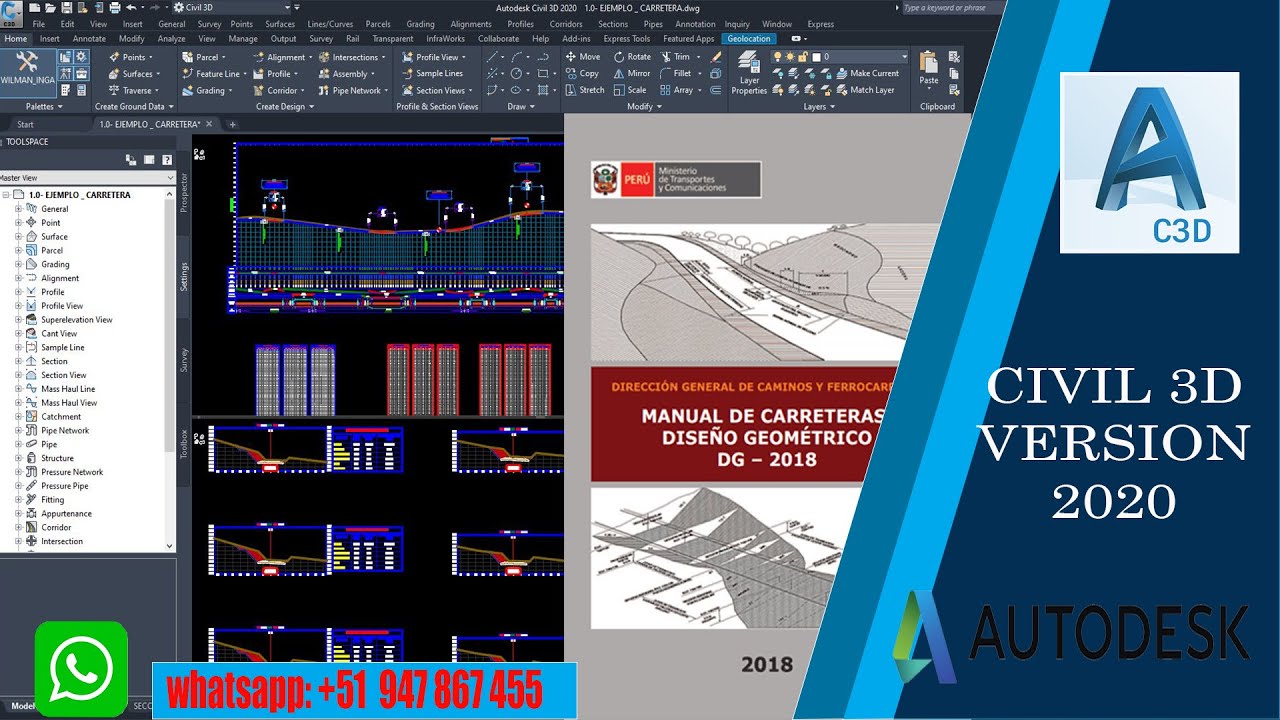CIVIL 3D 2018 - 2025   DISEÑO GEOMÉTRICO DE CARRETERA EN PLANTA, PERFIL Y SECCIÓN TÍPICA