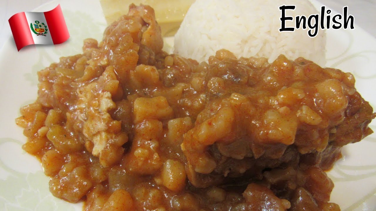 Peruvian Recipe, Dry potato stew with Ribs and chicken, Carapulcra I Lorentix