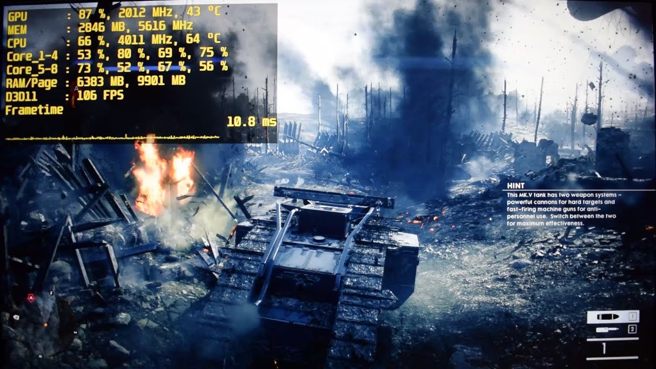 Battlefield 1 - i7 920 - GTX 1080 Ti - 1440p Test