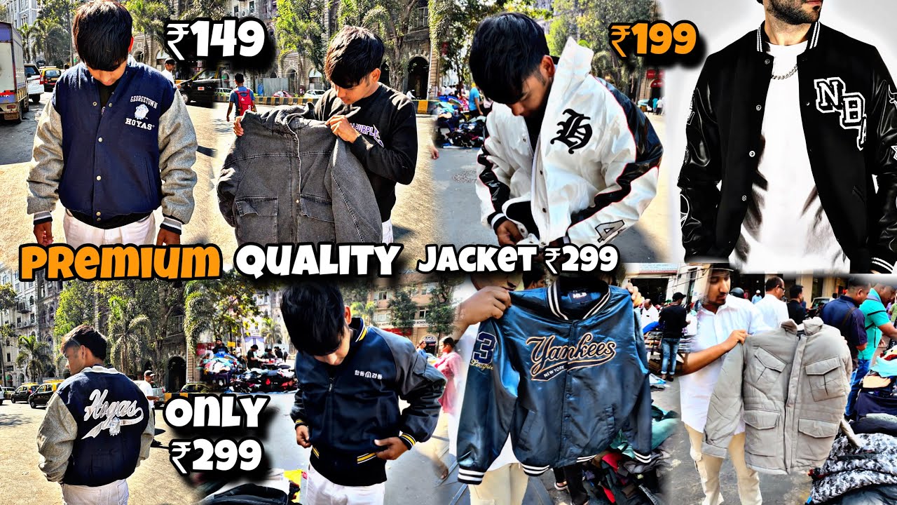 Premium Quality Varsity & Puffer Jacket At ₹199 😱 | Fashion Street Mumbai 2024