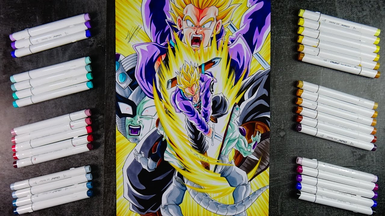 How to Draw Future Trunks vs Mecha Frieza in Real Time
