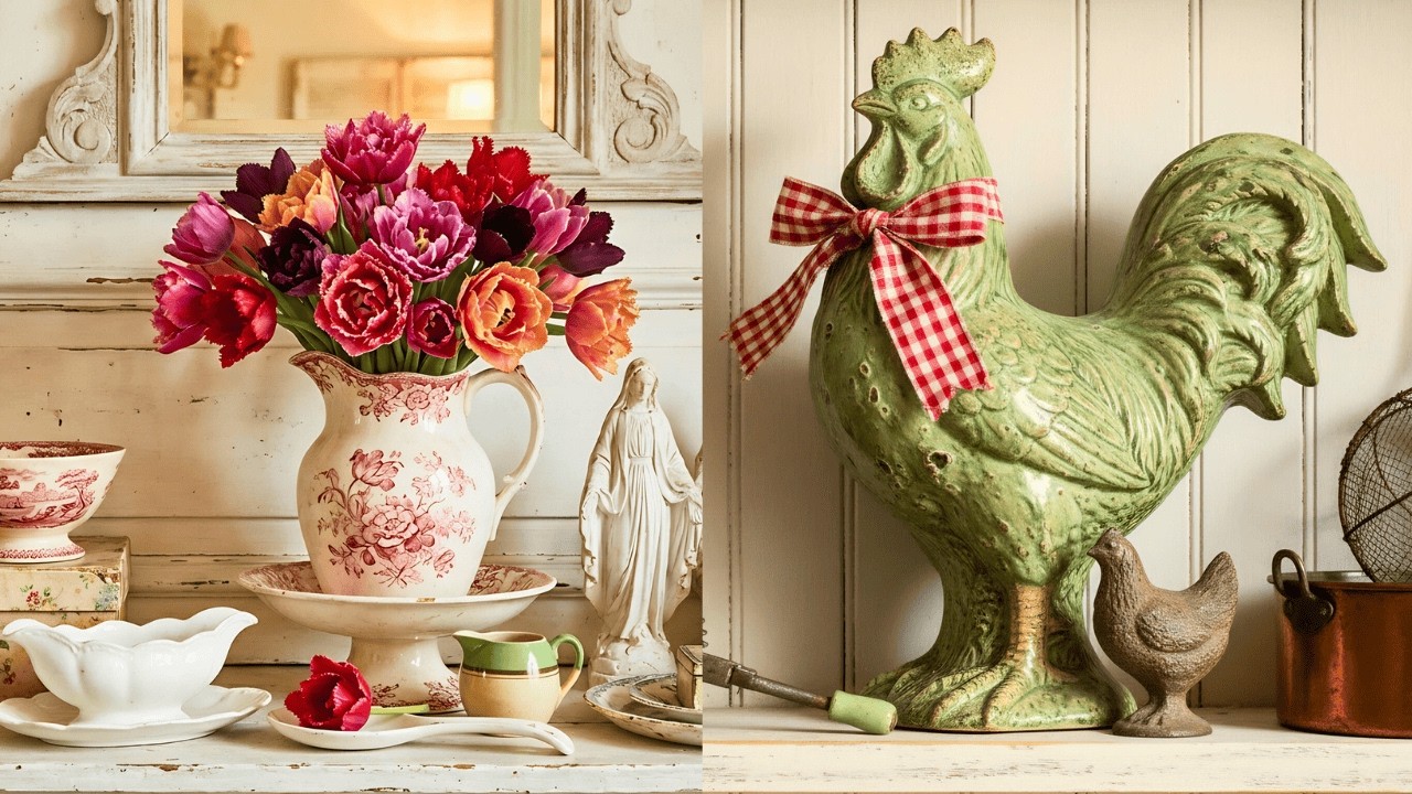 Spring Kitchen Decor Ideas: Cozy Vintage Cottage Farmhouse Inspiration & Nostalgia