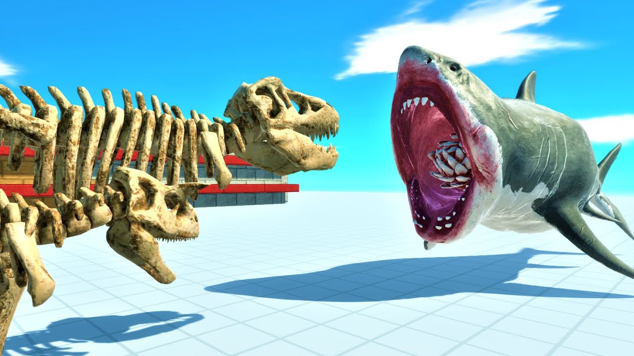 Skeleton T-rex and skeleton carnotaurus vs strong units ARBS animal revolt battle simulator
