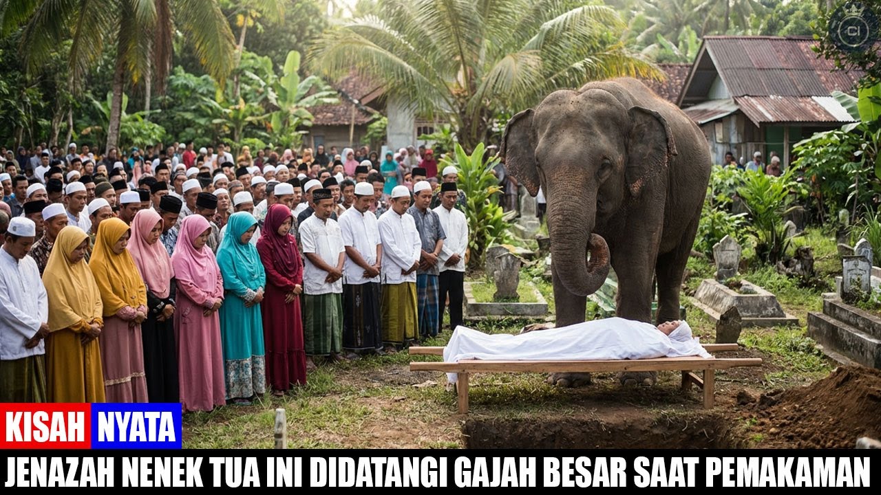 Jatim Merinding!! Gajah Besar Ini Datang ke Pemakaman Nenek Tua Di Desa — Alasannya Bikin Nangis