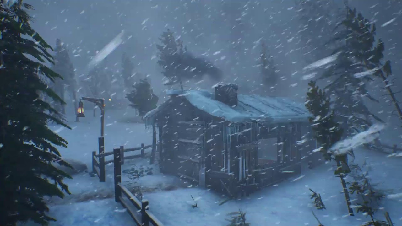 INTENSE BLIZZARD strikes a Lonely Log Cabin. Wind Sound for Sleeping. Icebound Timber Night Drift