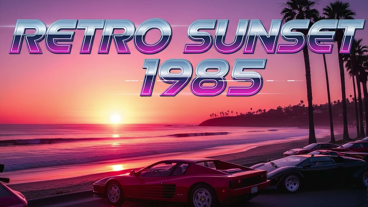Retro Sunset 1985 – Synthwave Glow at the Edge of a Golden Horizon