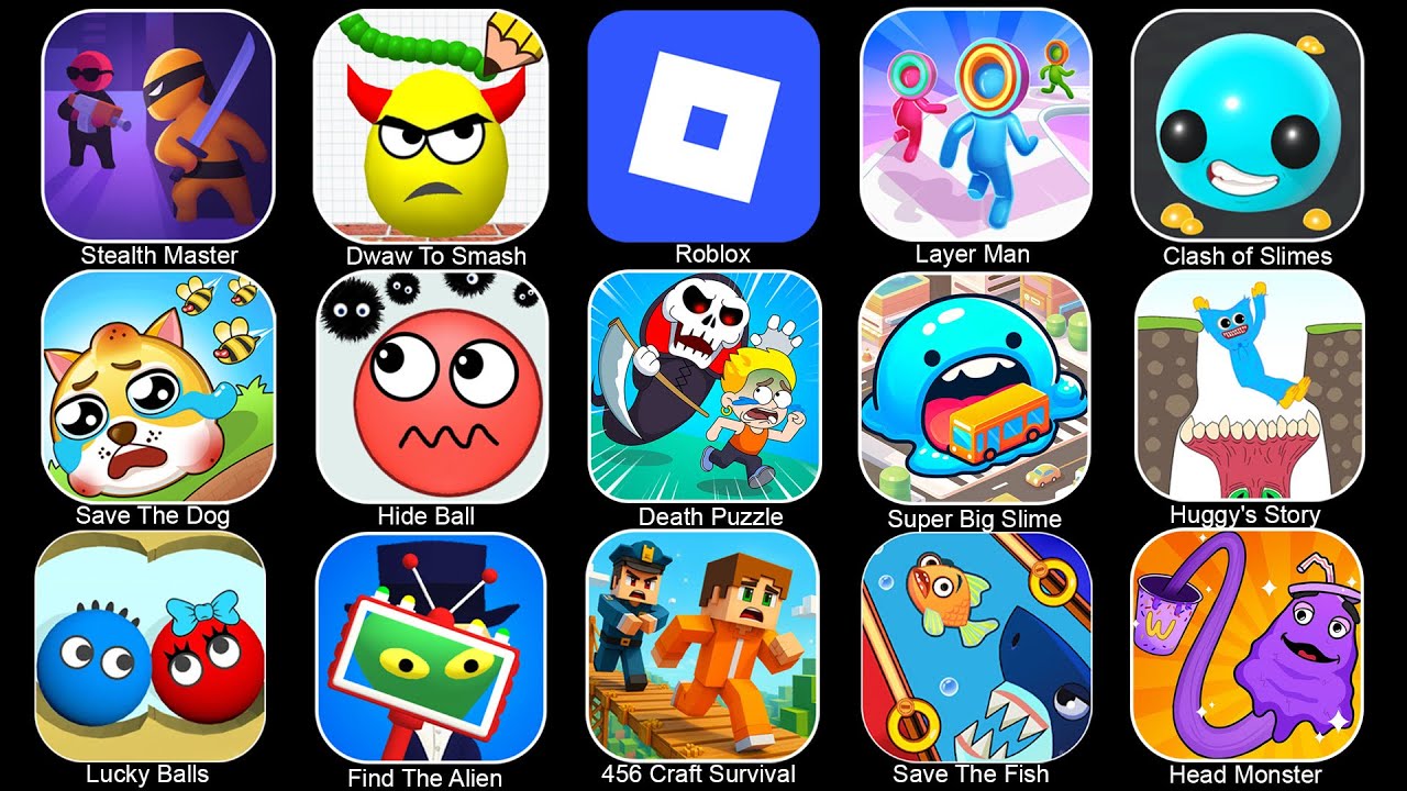 Find The Alien, Save The Dog, Hide Ball, Draw To Smash, Stealth Master, Lucky Balls,