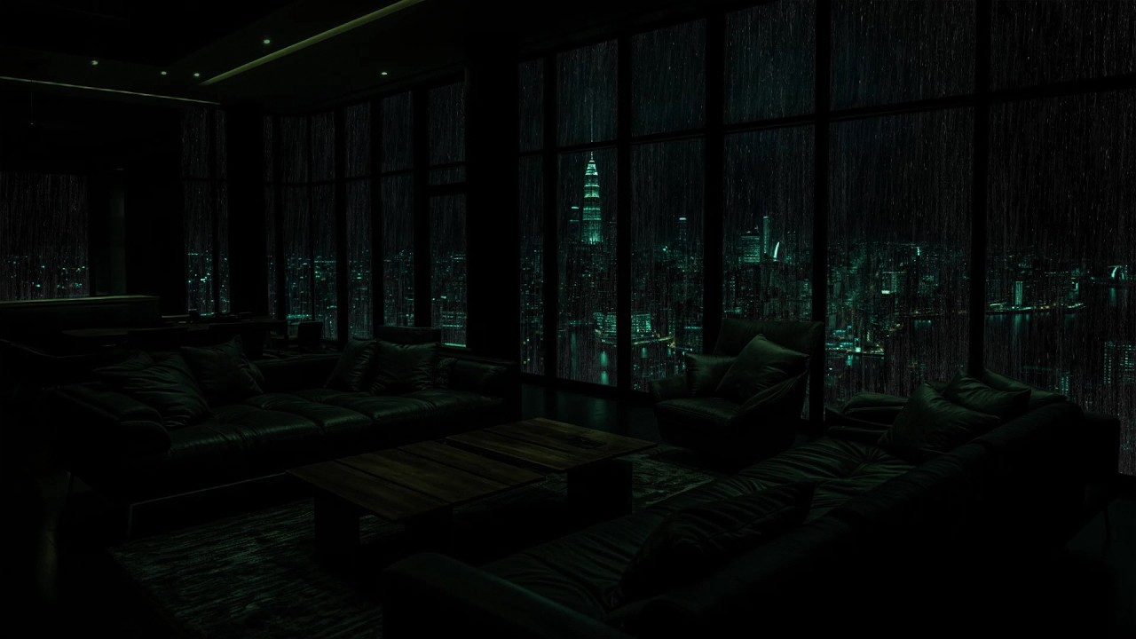 Rainy Night Over New York City | Luxury Penthouse Rain Ambience for Relaxation | Rain Sleep ASMR