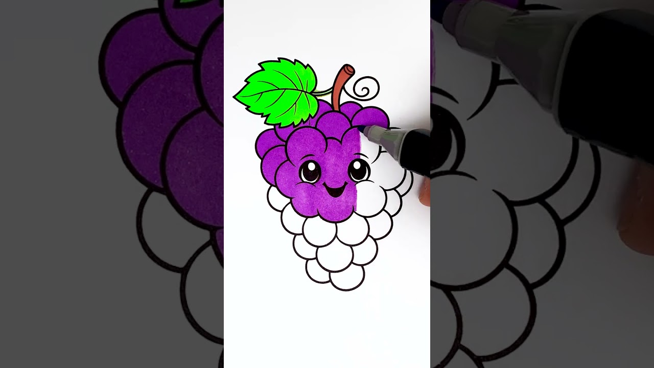 My Color Is Gone! Let's Color Grapes 🍇 #fruits #glitter #art #shorts #kids #cartoon