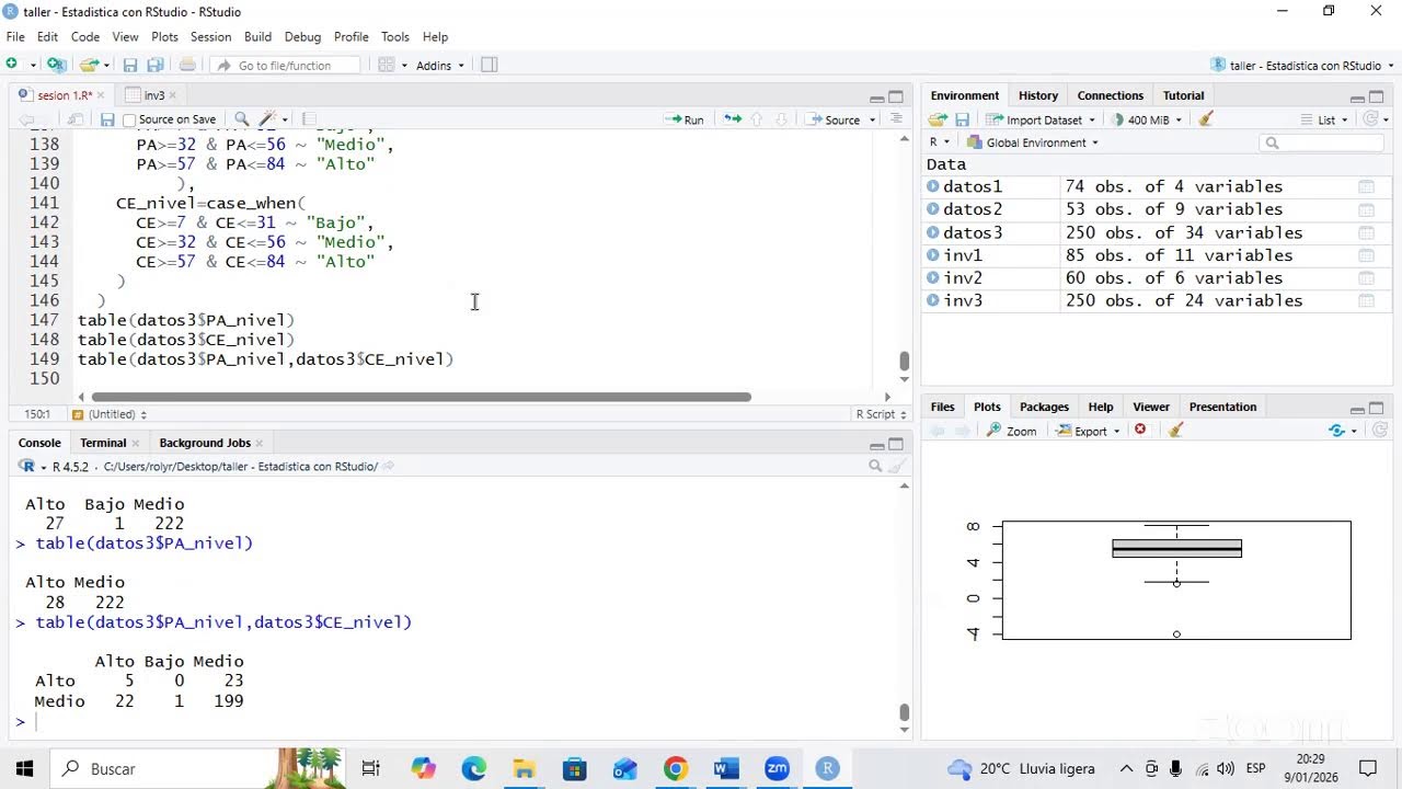 Sesión 2: Prueba t para muestras independientes / Wilcoxon en Rstudio (Taller Enero 2026)