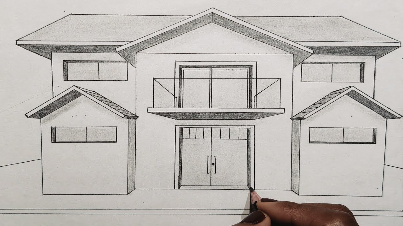 HOW TO DRAW A HOUSE 🏠 IN 1 POINT PERSPECTIVE (30 DAYS HOUSE  DRAWING CHALLENGE FOR 1K SUBSCRIBERS) 