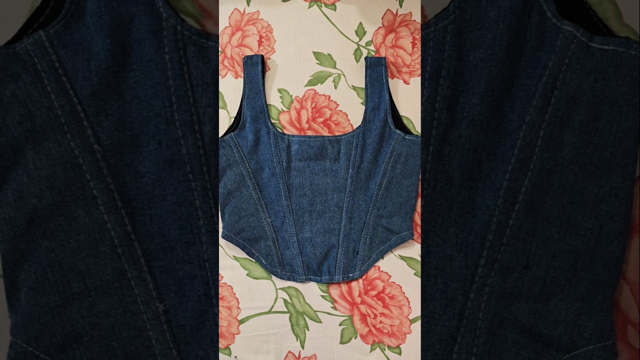 DIY Denim Corset Top 👖 #diy #diyideas #denim #top #corset #corsettop #cute #trending #fypage #fypシ゚