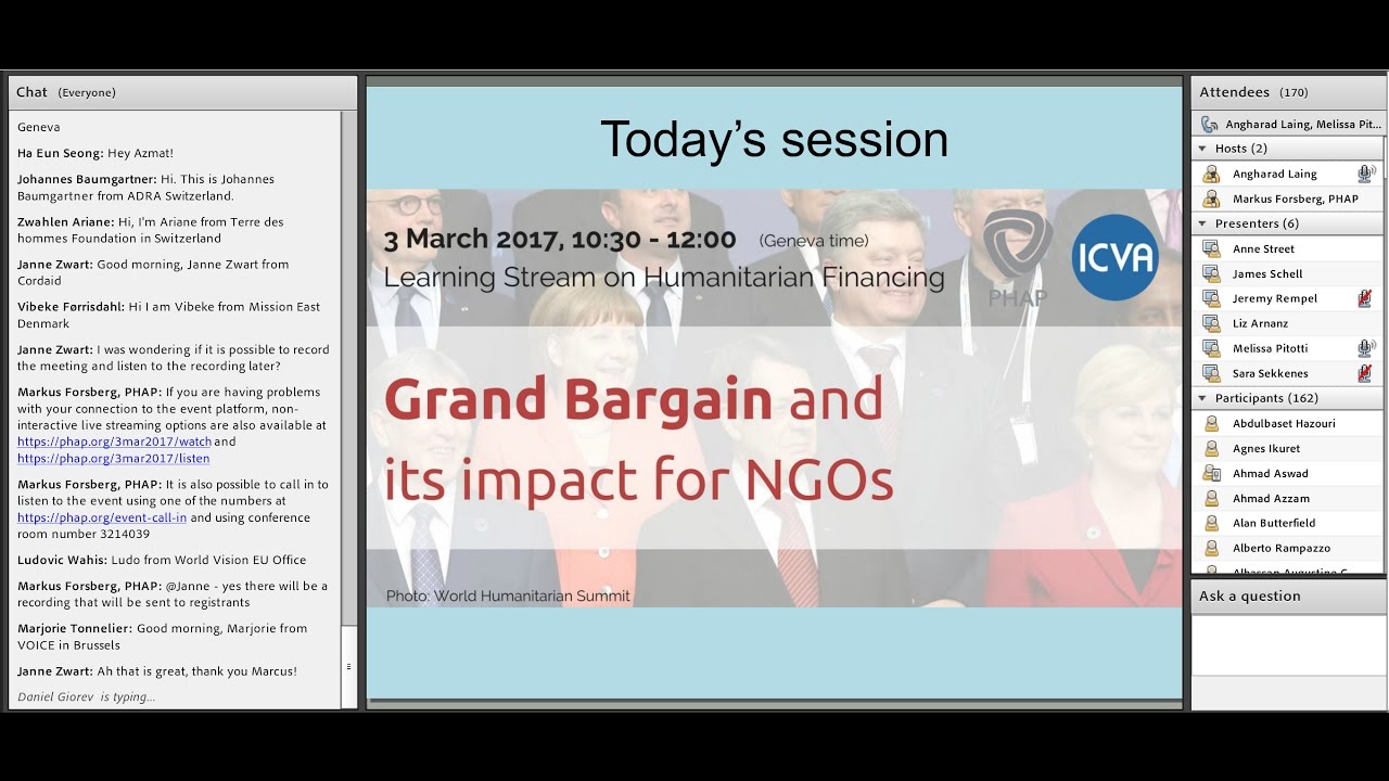 Humanitarian Financing - The Grand Bargain and its impact for NGOs