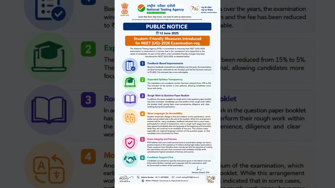 NEET UG 2026 New Rules Announced 🔥 Student-Friendly Changes by NTA| Full Details#neet2026#mbbsabroad
