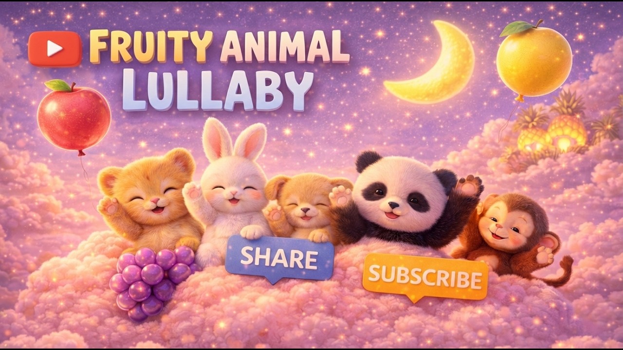 Cute Fruit & Animal Lullaby 🐰|🍌 Bedtime Song for Babies & Toddlers | 4K Kids Animation