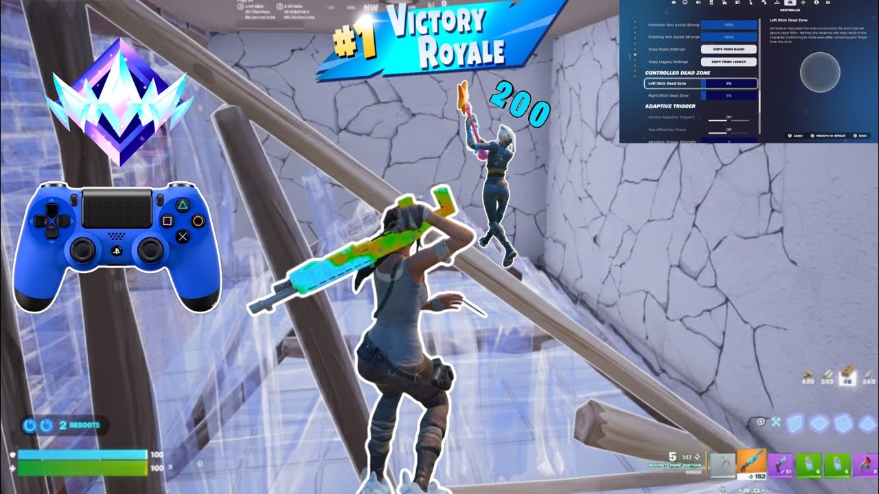 Fortnite Unreal Ranked Reload | PS4 controller Gameplay + Best controller settings Ps4/Xbox/Pc | Ps5