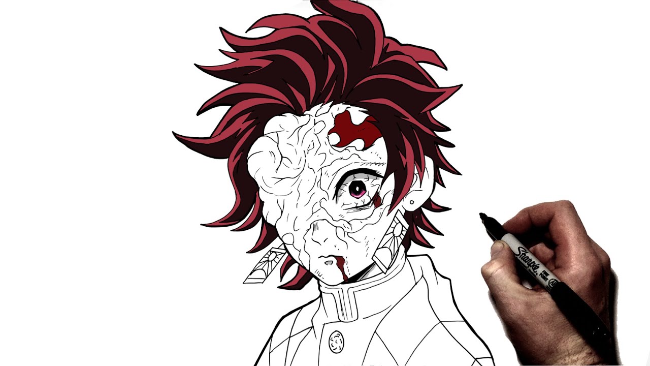 Как нарисовать Танджиро (Заражение демоном) | Пошаговое руководство | Убийца демонов