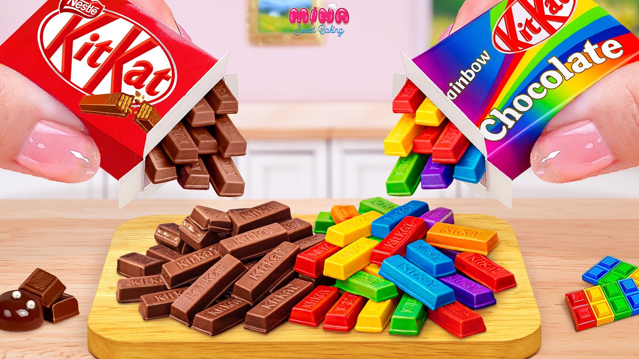 🍰Лучший рецепт торта KitKat🍰Удивительный миниатюрный радужный шоколадный десерт KitKat | Mina Swe...