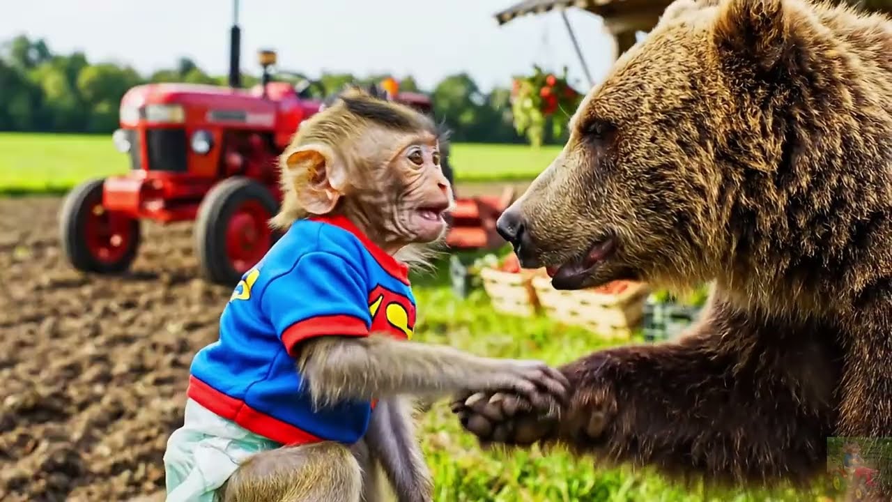 Monkey Kiki Drives Tractor to Rescue the Missing Duckling 🐥🐒🚜