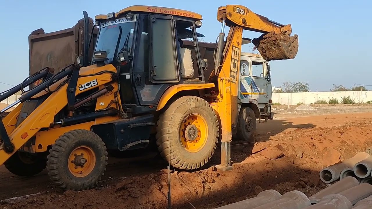 JCB 3DX Plus Excavating with Ashok Leyland Truck |Drainage Work | JCB3DX Plus | Ashok Leyland Truck 